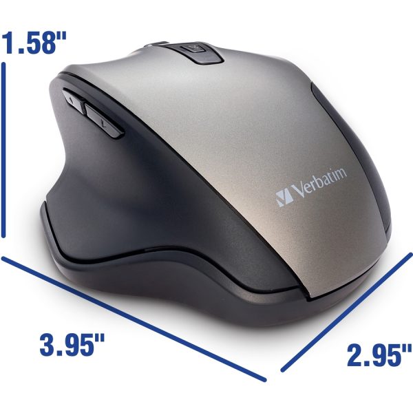 Verbatim Silent Ergonomic Wireless Blue LED Mouse - Graphite - Image 9