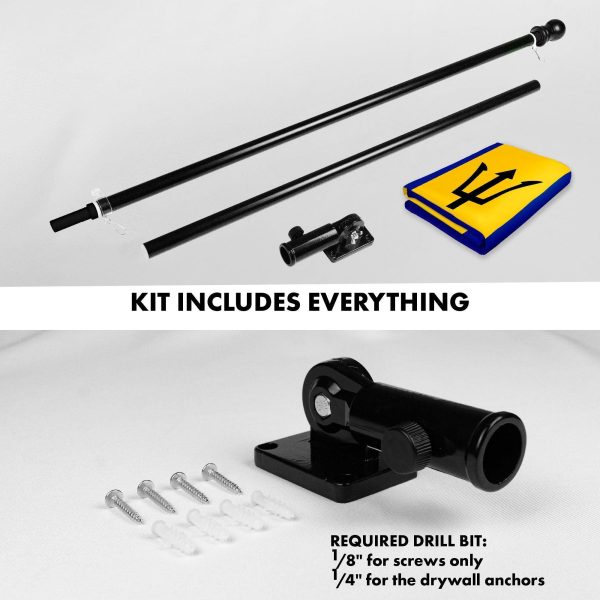 G128 Combo Pack: 6 Ft Tangle Free Aluminum Spinning Flagpole (Black) & Barbados Barbadian Flag 3x5 Ft, LiteWeave Pro Series Printed 150D Polyester | Pole with Flag Included - Image 2