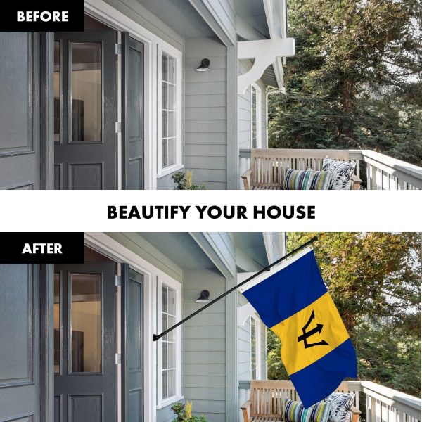 G128 Combo Pack: 6 Ft Tangle Free Aluminum Spinning Flagpole (Black) & Barbados Barbadian Flag 3x5 Ft, LiteWeave Pro Series Printed 150D Polyester | Pole with Flag Included - Image 3