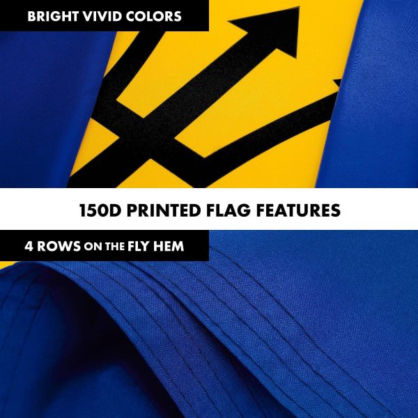 G128 Combo Pack: 6 Ft Tangle Free Aluminum Spinning Flagpole (Black) & Barbados Barbadian Flag 3x5 Ft, LiteWeave Pro Series Printed 150D Polyester | Pole with Flag Included - Image 5