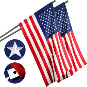 USA American Flag 3x5 Ft 2-Pack Pole Sleeve Embroidered Polyester By G128