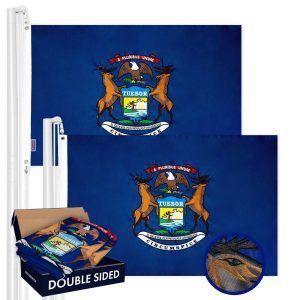 Michigan MI State Flag 3x5 Ft 2-Pack Double-sided Embroidered Polyester By G128