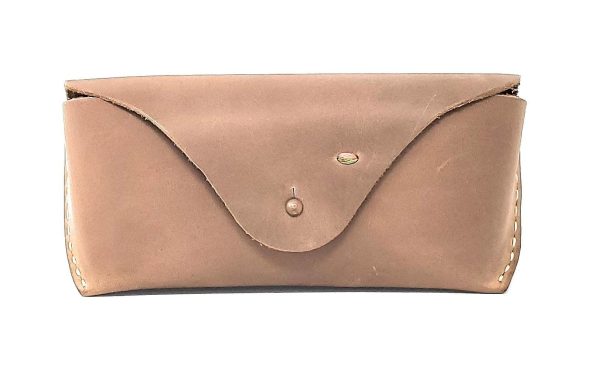 Genuine Leather Eyeglasses & Sunglasses Case with Button Closure