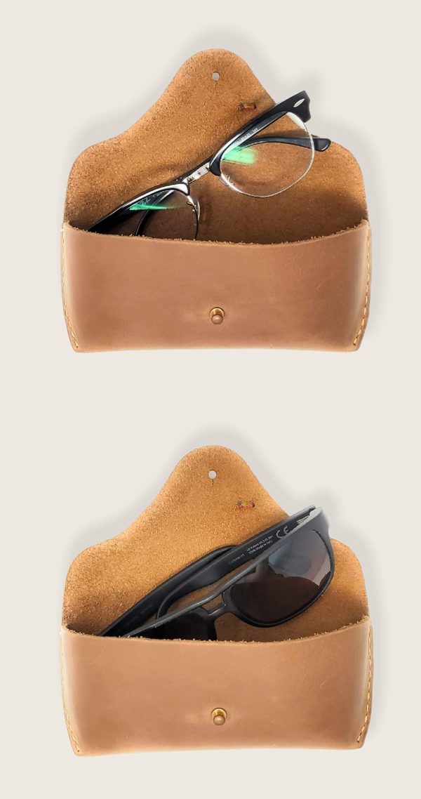 Genuine Leather Eyeglasses & Sunglasses Case with Button Closure - Image 2