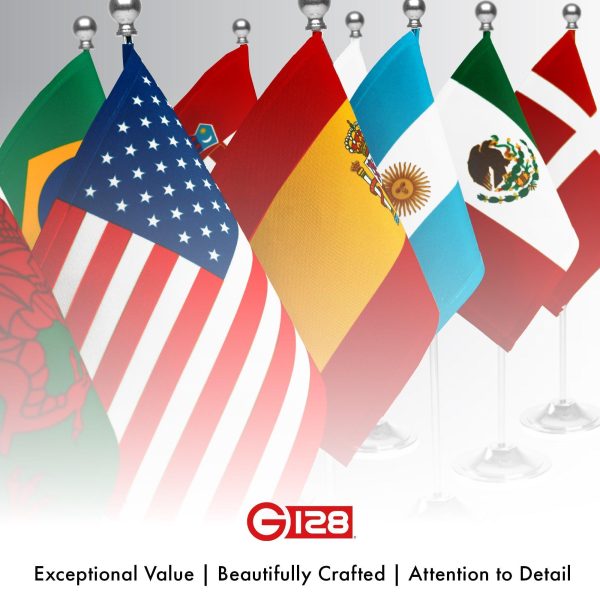G128 France French Deluxe Desk Flag Set | 8.5x5.5 In | Printed 300D Polyester, with Silver Dome and Base, 15" Metal Pole, Decorations For Office, Home and Festival Events Celebration - Image 8