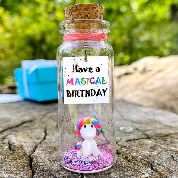 Unique Birthday Gifts for Him and Her   Cute and Funny Bday Presents for Men and Women   Gift for Mom Dad Family (Rainbow Unicorn   Have a Magical Birthday Message Bottle ) - Image 2