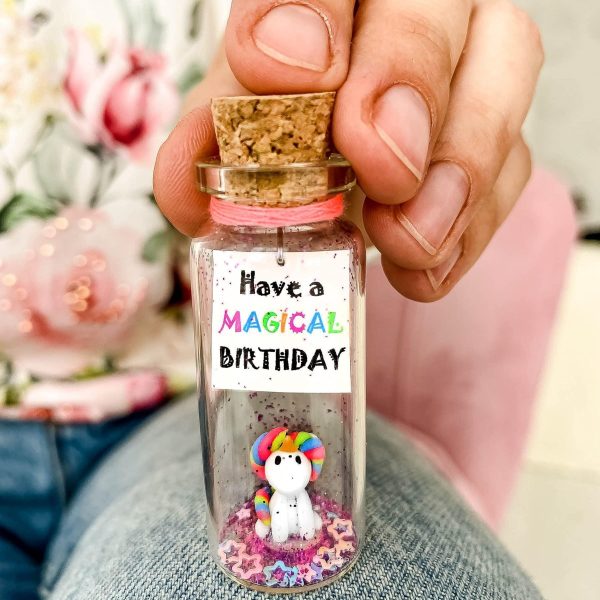 Unique Birthday Gifts for Him and Her   Cute and Funny Bday Presents for Men and Women   Gift for Mom Dad Family (Rainbow Unicorn   Have a Magical Birthday Message Bottle ) - Image 4