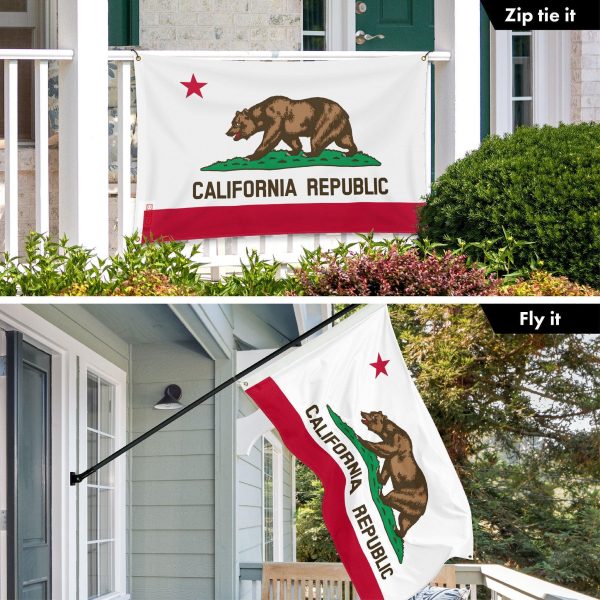 G128 Combo Pack: 6 Ft Tangle Free Aluminum Spinning Flagpole (Black) & California CA State Flag 3x5 Ft, LiteWeave Pro Series Printed 150D Polyester, 4 Corner Brass Grommets | Pole with Flag Included - Image 3