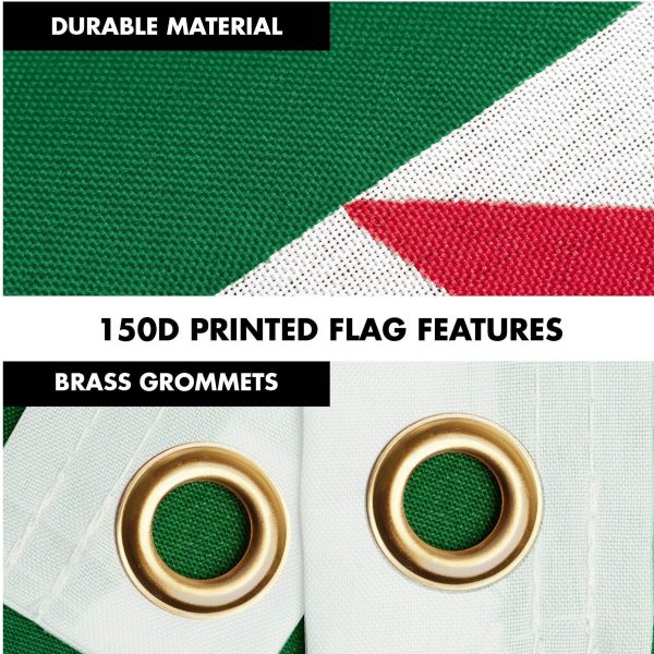G128 Combo Pack: 6 Ft Tangle Free Spinning Flagpole (Silver) & Algeria Flag 3x5 Ft Printed 150D Polyester, Brass Grommets (Flag Included) Aluminum Flag Pole - Image 4