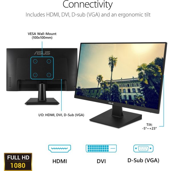 Asus VA24EHE 24" Class Full HD Gaming LCD Monitor - 16:9 - Black - Image 7
