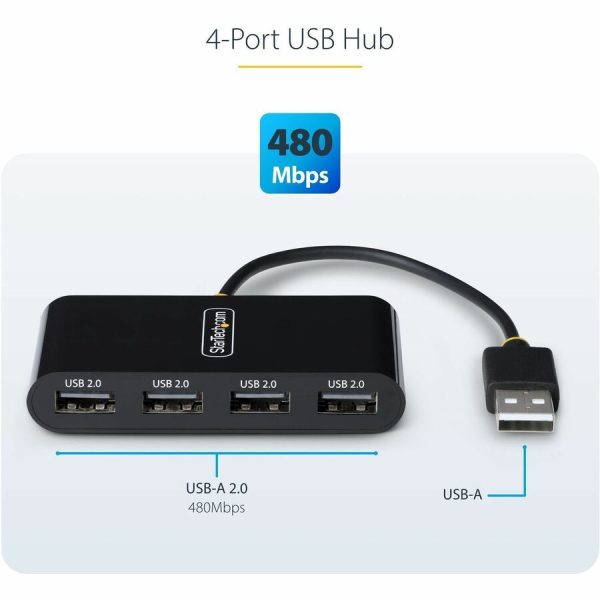 StarTech.com 4-Port USB 2.0 Hub, USB Bus Powered, Small Travel Mini USB Hub, Multi-Port USB 2.0 Splitter, Portable USB Hub, 480Mbps - Image 4