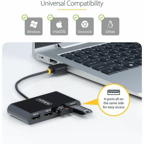 StarTech.com 4-Port USB 2.0 Hub, USB Bus Powered, Small Travel Mini USB Hub, Multi-Port USB 2.0 Splitter, Portable USB Hub, 480Mbps - Image 5