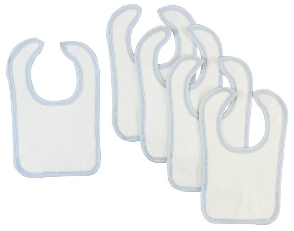 White Bib With Blue Trim (pack Of 5) 1024-w-b-5