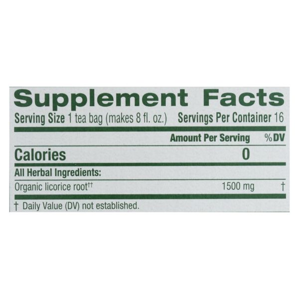 Traditional Medicinals Organic Licorice Root Herbal Tea - 16 Tea Bags - Case of 6