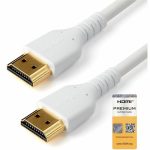 StarTech.com 1m Premium Certified HDMI 2.0 Cable with Ethernet - 3ft High Speed UHD 4K 60Hz HDR Durable Rugged Ultra HD HDMI Monitor Cord