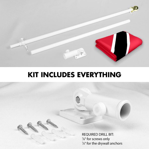 G128 Combo Pack: 6 Ft Tangle Free Aluminum Spinning Flagpole (White) & Trinidad and Tobago Flag 3x5 Ft, LiteWeave Pro Series Printed 150D Polyester | Pole with Flag Included - Image 2