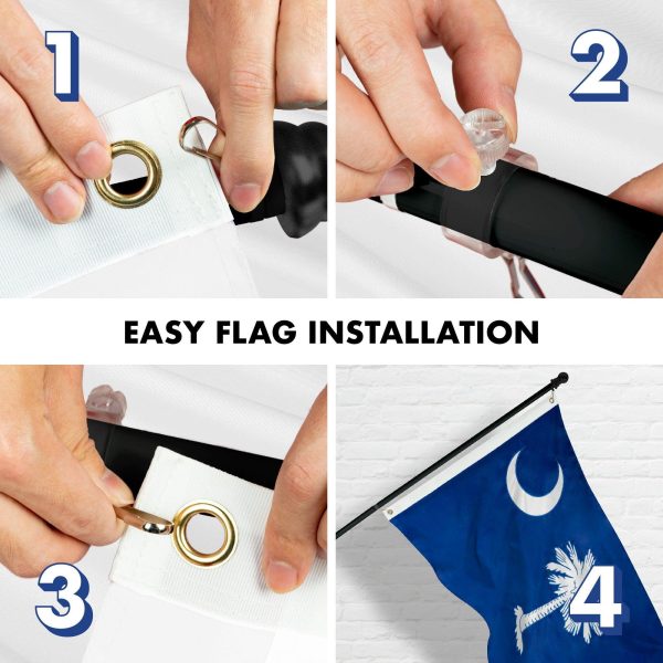 G128 - 6 Feet Tangle Free Spinning Flagpole (Black) South Carolina Flag Brass Grommets Embroidered 3x5 ft (Flag Included) Aluminum Flag Pole - Image 7
