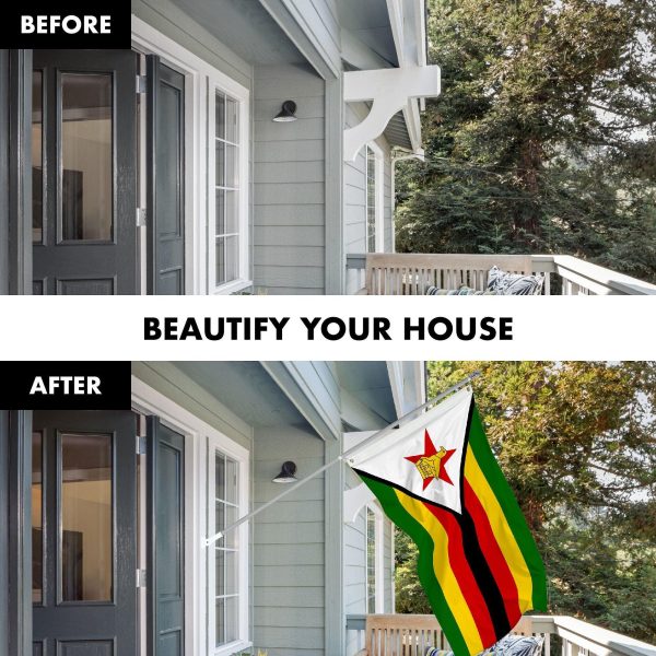 G128 Combo Pack: 6 Ft Tangle Free Aluminum Spinning Flagpole (Silver) & Zimbabwe Zimbabwean Flag 3x5 Ft, LiteWeave Pro Series Printed 150D Polyester | Pole with Flag Included - Image 3