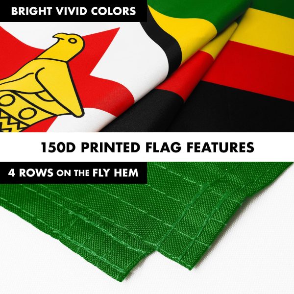 G128 Combo Pack: 6 Ft Tangle Free Aluminum Spinning Flagpole (Silver) & Zimbabwe Zimbabwean Flag 3x5 Ft, LiteWeave Pro Series Printed 150D Polyester | Pole with Flag Included - Image 5
