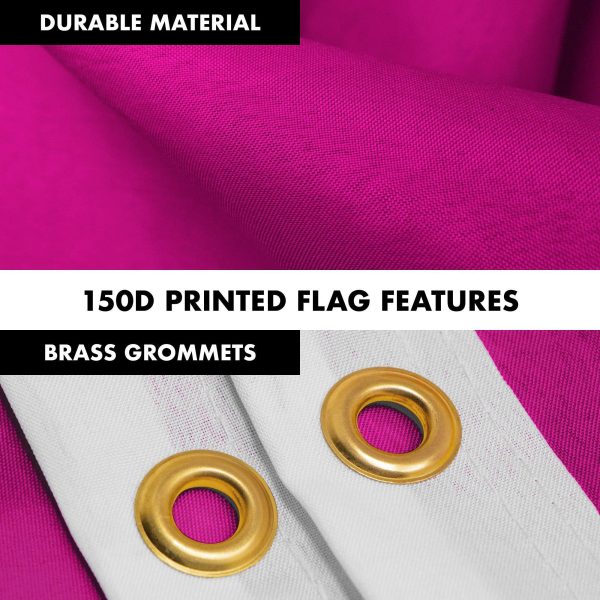 G128 Combo Pack: 6 Feet Tangle Free Spinning Flagpole (White) Solid Pink Flag 3x5 ft Printed 150D Brass Grommets (Flag Included) Aluminum Flag Pole - Image 4