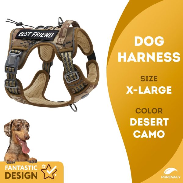 Tactical Dog Harness with Handle X Large. Desert Camouflage 900D Nylon Tactical Dog Vest Harness. No Pull Breathable Dog Tactical Harness with Adjustable Straps and Quick Release Buckles - Image 2