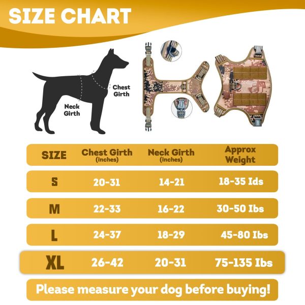 Tactical Dog Harness with Handle X Large. Desert Camouflage 900D Nylon Tactical Dog Vest Harness. No Pull Breathable Dog Tactical Harness with Adjustable Straps and Quick Release Buckles - Image 6