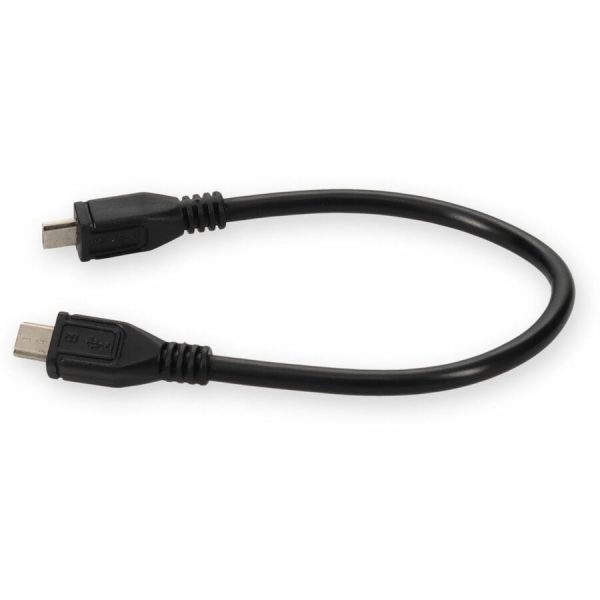 AddOn 5in Micro-USB 2.0 (B) Male to USB 2.0 (A) Female Black Cable - Image 2