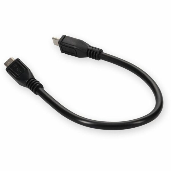 AddOn 5in Micro-USB 2.0 (B) Male to USB 2.0 (A) Female Black Cable - Image 3