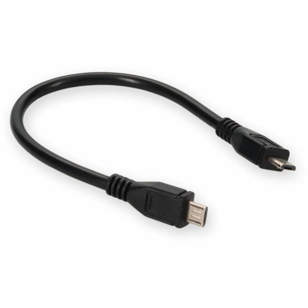 AddOn 5in Micro-USB 2.0 (B) Male to USB 2.0 (A) Female Black Cable - Image 7