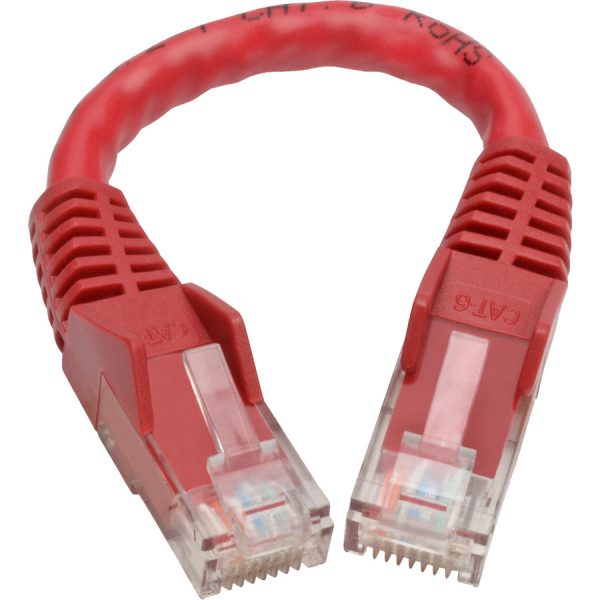 Eaton Tripp Lite Series Cat6 Gigabit Snagless Molded (UTP) Ethernet Cable (RJ45 M/M), PoE, Red, 6-in. (15.24 cm) - Image 2