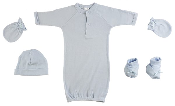 Preemie Gown, Cap, Mittens And Booties - 4 Pc Set Cs_0062