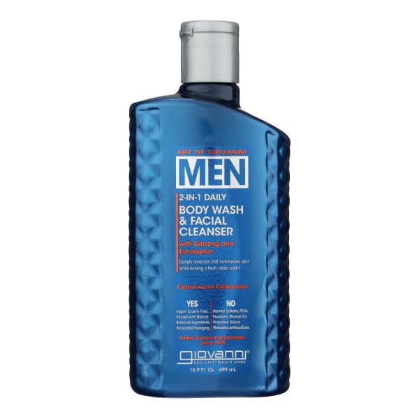 Giovanni Hair Care Products - 2n1 Body Wsh&face Men Cdwd - 1 Each-16.9 OZ - Image 2