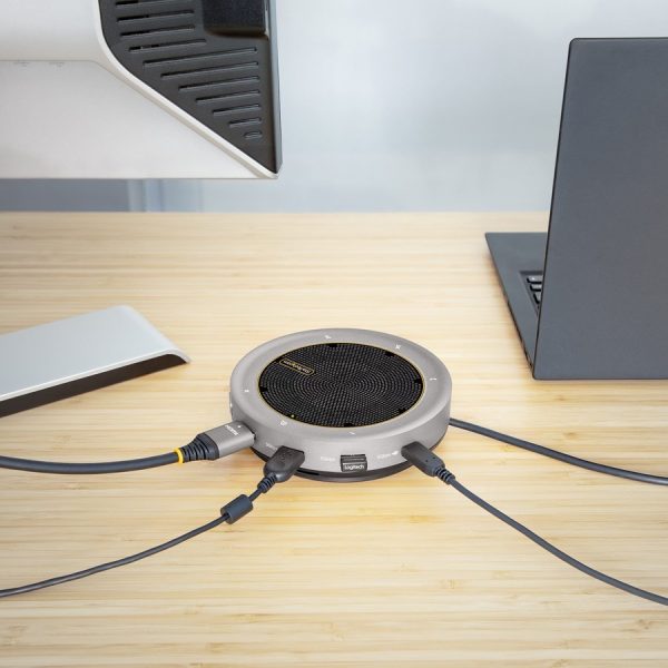 StarTech.com USB-C Speakerphone Docking Station, Mini Portable Conference Speaker/Audio Dock, VGA/4K HDMI, USB Hub, Teams/Zoom/Softphone - Image 7