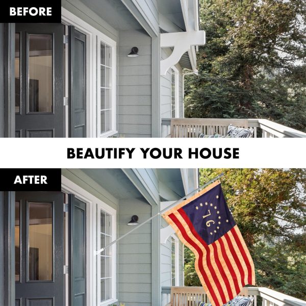 G128 Combo Pack: 5 Ft Tangle Free Aluminum Spinning Flagpole (Silver) & Bennington 76 Tea-Stained Flag 2x3 Ft, ToughWeave Pro Series Embroidered 420D Polyester | Pole with Flag Included - Image 3