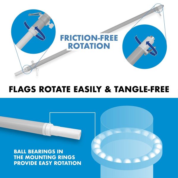 G128 Combo Pack: 5 Ft Tangle Free Aluminum Spinning Flagpole (Silver) & Bennington 76 Tea-Stained Flag 2x3 Ft, ToughWeave Pro Series Embroidered 420D Polyester | Pole with Flag Included - Image 9