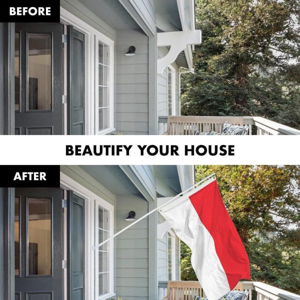 G128 Combo Pack: 6 Ft Tangle Free Spinning Flagpole (White) & Indonesia Flag 3x5 Ft Printed 150D Polyester, Brass Grommets (Flag Included) Aluminum Flag Pole - Image 3