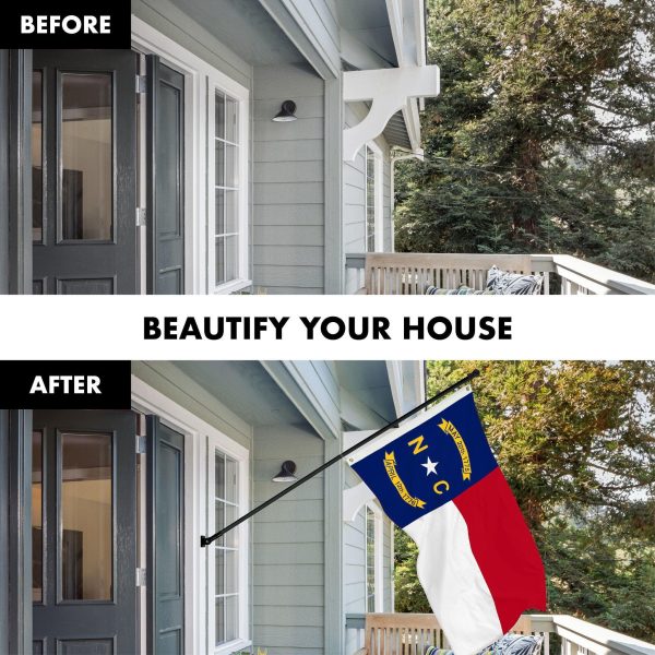 G128 Combo Pack: 5 Ft Tangle Free Spinning Flagpole (Black) & North Carolina Flag 2x3 Ft Embroidered 220GSM Spun Polyester, Brass Grommets (Flag Included) Aluminum Flag Pole - Image 3