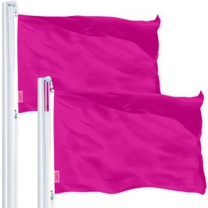 G128 2 Pack: Solid Pink Color Flag | 2.5x4 Ft | LiteWeave Pro Series Printed 150D Polyester | Indoor/Outdoor, Vibrant Colors, Brass Grommets, Thicker and More Durable Than 100D 75D Polyester