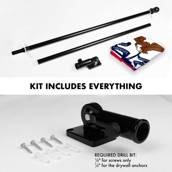 G128 Combo Pack: 6 Feet Tangle Free Spinning Flagpole (Black) Iowa IA State Flag 3x5 ft Printed 150D Brass Grommets (Flag Included) Aluminum Flag Pole - Image 2