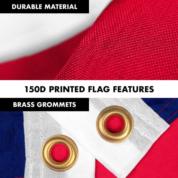 G128 Combo Pack: 6 Feet Tangle Free Spinning Flagpole (Black) Iowa IA State Flag 3x5 ft Printed 150D Brass Grommets (Flag Included) Aluminum Flag Pole - Image 4