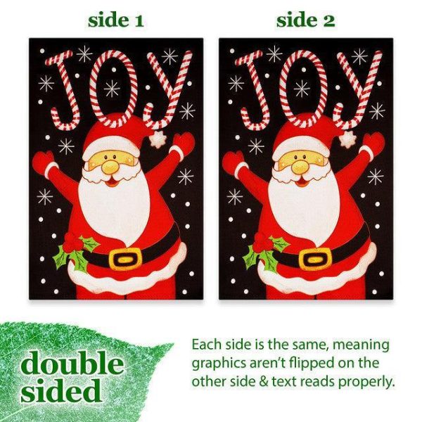 G128 Garden Flag Joyful Santa | 12x18 Inch | Printed Blockout Polyester - Christmas Decoration - Image 3