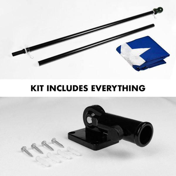 G128 Combo Pack: 5 Ft Tangle Free Aluminum Spinning Flagpole (Black) & Puerto Rico Puerto Rican Flag 2x3 Ft, ToughWeave Series Embroidered 300D Polyester | Pole with Flag Included - Image 2