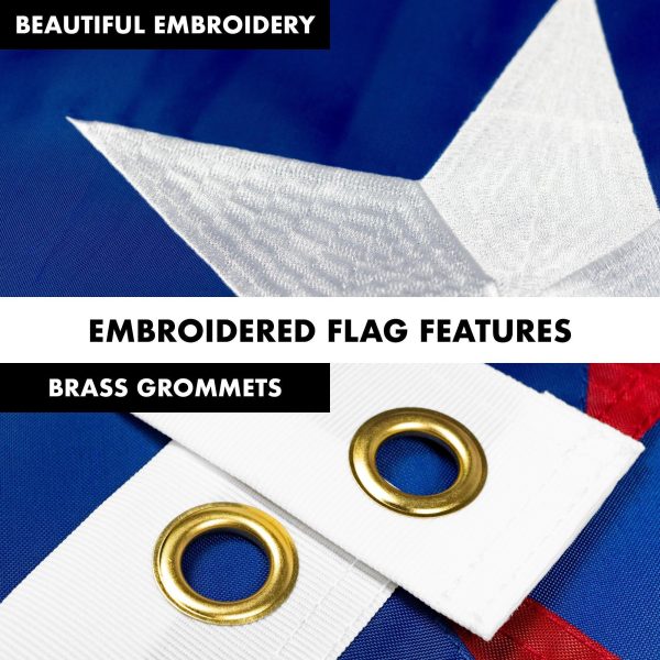 G128 Combo Pack: 5 Ft Tangle Free Aluminum Spinning Flagpole (Black) & Puerto Rico Puerto Rican Flag 2x3 Ft, ToughWeave Series Embroidered 300D Polyester | Pole with Flag Included - Image 4