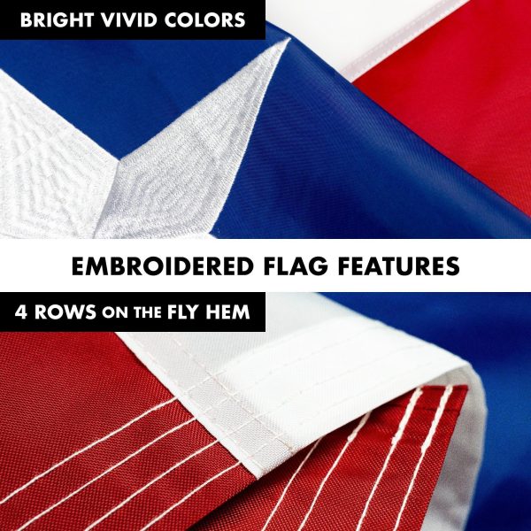 G128 Combo Pack: 5 Ft Tangle Free Aluminum Spinning Flagpole (Black) & Puerto Rico Puerto Rican Flag 2x3 Ft, ToughWeave Series Embroidered 300D Polyester | Pole with Flag Included - Image 5