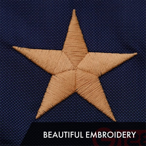 G128 5 Pack: American USA Tea-Stained Flag | 2x3 Ft | ToughWeave Pro Series Embroidered 420D Polyester | Embroidered Stars - Image 3