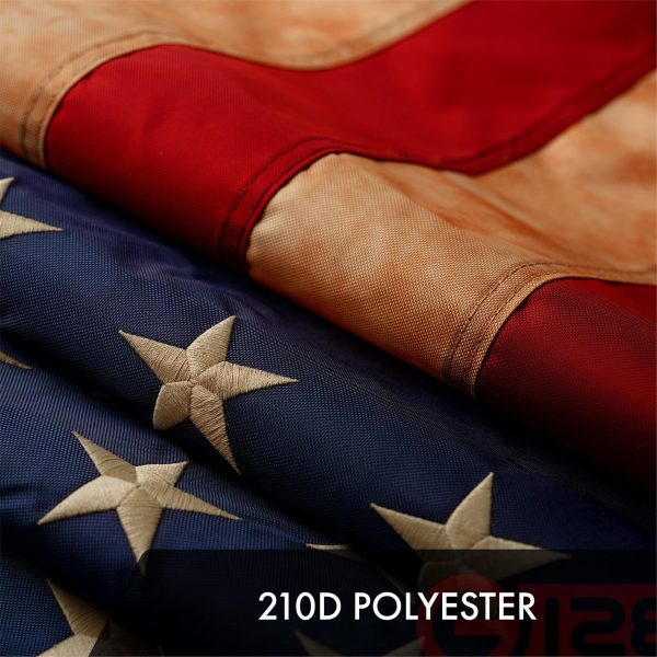 G128 5 Pack: American USA Tea-Stained Flag | 2x3 Ft | ToughWeave Pro Series Embroidered 420D Polyester | Embroidered Stars - Image 4