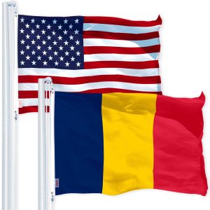 G128 Combo Pack: USA American Flag 3x5 Ft 150D Printed Stars & Chad Flag 3x5 Ft 150D Printed