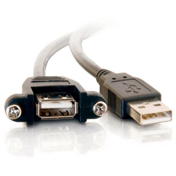 C2G 1ft Panel-Mount USB 2.0 A Male to A Female Cable - Image 3