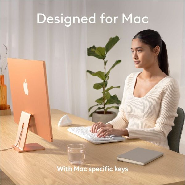 Logitech Wave Keys for Mac, Wireless Ergonomic Keyboard with Cushioned Palm Rest, Comfortable Natural Typing, Bluetooth Keyboard, Easy-Switch, Optimized for Mac, Apple, iPad, Off-white - Image 2