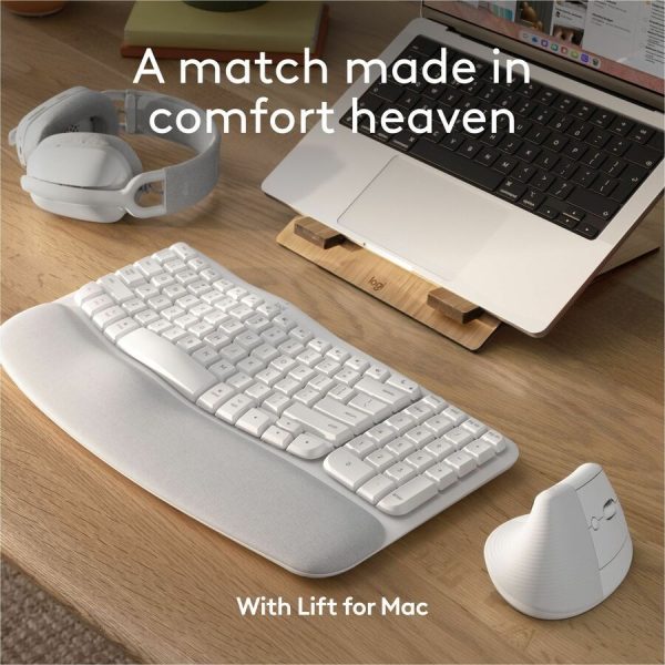 Logitech Wave Keys for Mac, Wireless Ergonomic Keyboard with Cushioned Palm Rest, Comfortable Natural Typing, Bluetooth Keyboard, Easy-Switch, Optimized for Mac, Apple, iPad, Off-white - Image 5